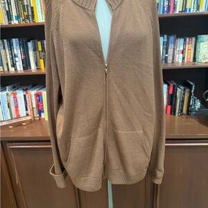 Brown Zippered St John Sport Women's Brown Sweater XL